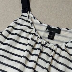 Lane‎ Bryant Women's Plus Navy and White Striped Light Blousy Tank Top Size 16